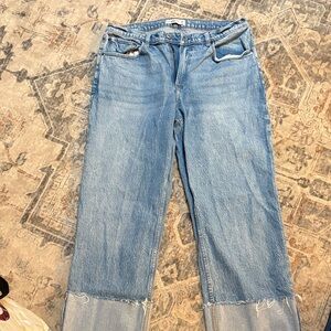 Abercrombie & Fitch Baggy mid rise Light Blue Jeans with cuffed leg